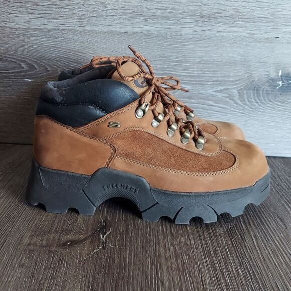 Skechers Shoes - Vintage 90s Skechers Jam Ups Jammers Boots Brown Platform Chunky Shoes Size 9